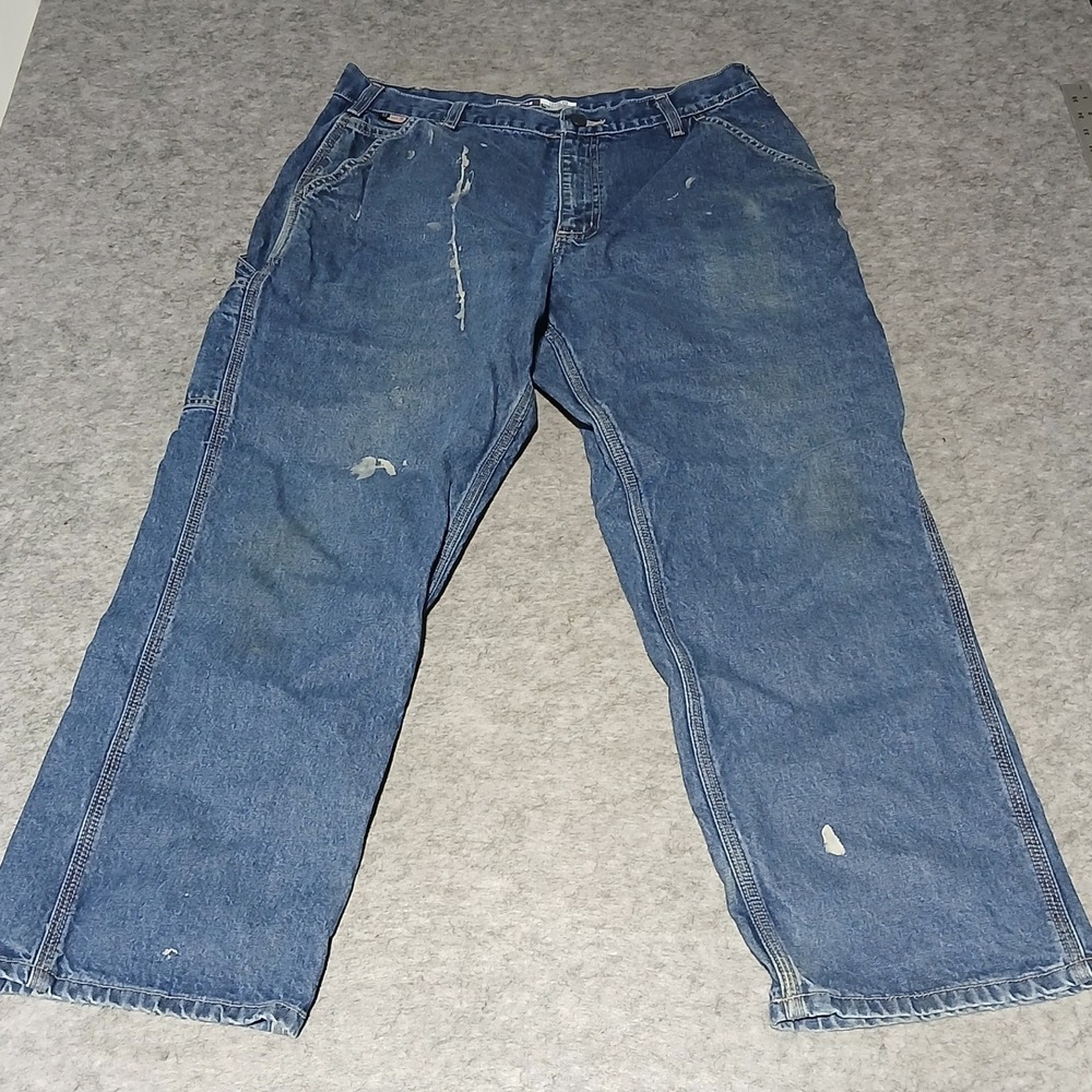 Carhartt Mens Double Knee‎ Loose Fit Work Jeans Blue Denim Size 38x32